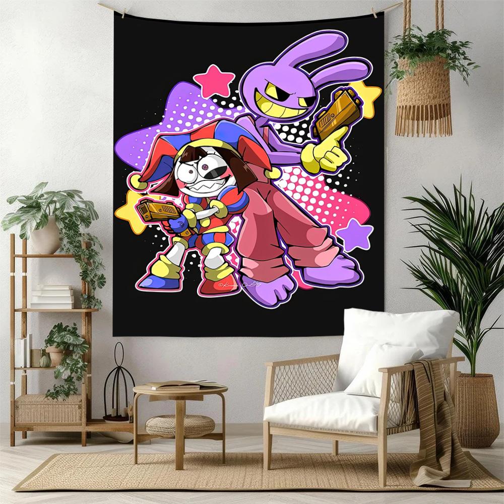 Digital Circus Wall Decor Tapestry Art For Pet Memorial Birthdaywedding Party Backdrop Family Gift