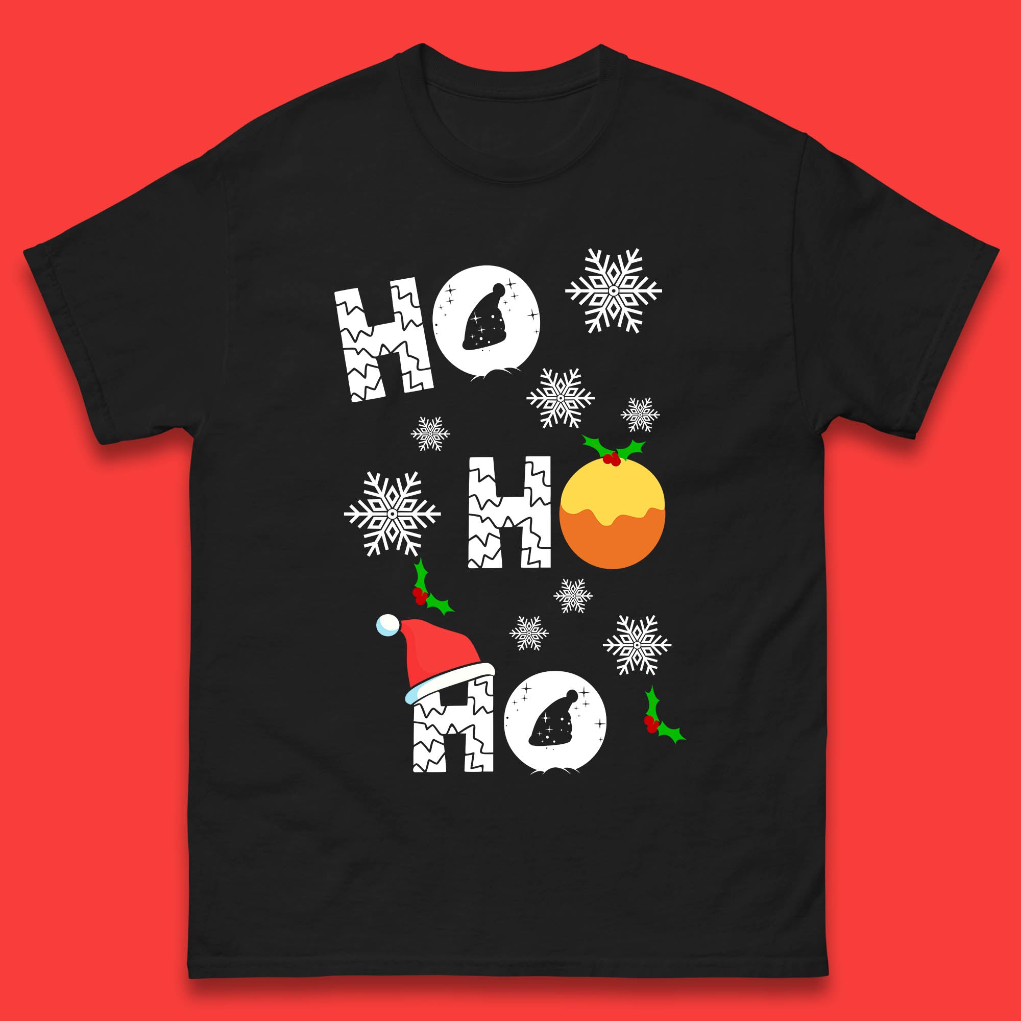 Ho Ho Ho Christmas Mens T Shirt Womens Tops Tees Christmas Santa Hat Top 2XL