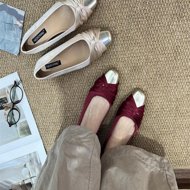 Gentle Fairy Style Single Shoes Spring 2025 French Temperament Elegant Satin Square Head Light Mouth Thick Heel High Heels Women