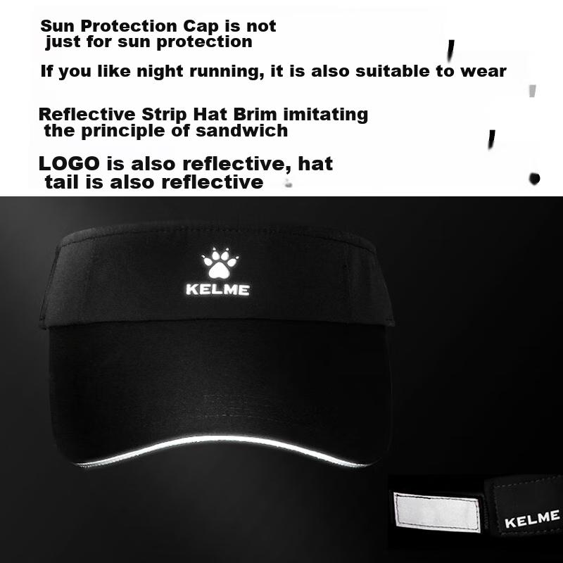 (KELME) Sun Visor Hatn, Professional Running Visor Cap, Spring And Summer Large Head Circumference Sports Hat, Marathon Unbrimmed Tennis Hat