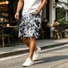Men Casual Corduroy Drawstring Shorts Gradient Pattern Elastic Waistband Comfortable Fit Suitable for Everyday Wear