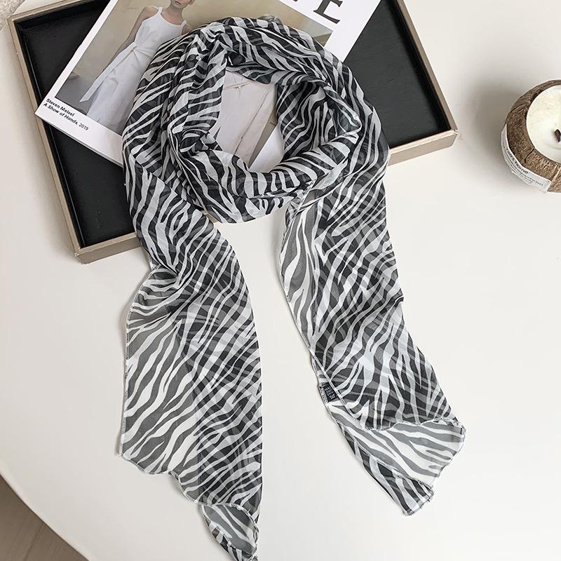 New silk scarf premium printing loose multi-purpose simple polka dot headband leopard print sweet cool streamer