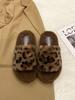 Leopard print thick bottom heightening fluffy slippers women's wear 2025 new autumn and winter fashion home fluffy cotton slippers