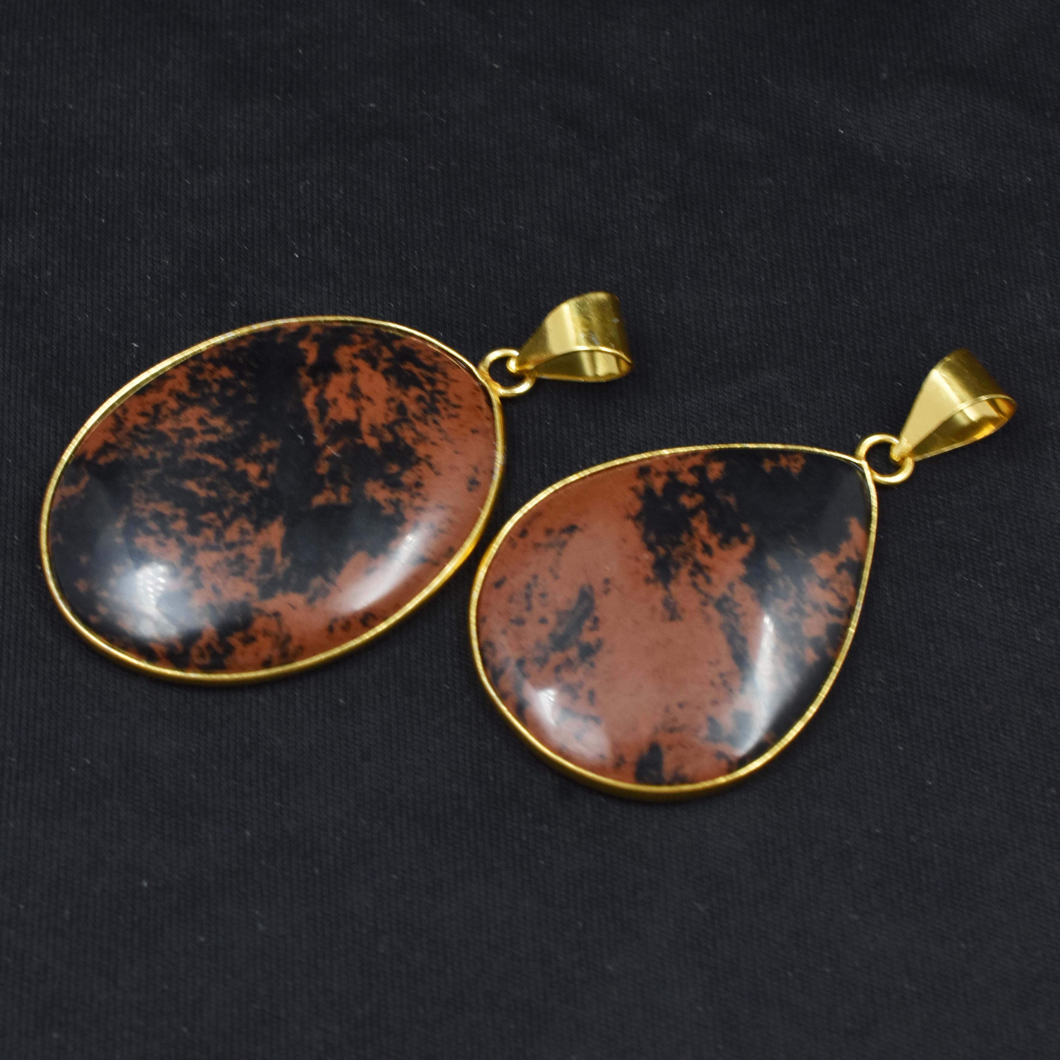 

Mahogany 91.05 Ct Pair Oval-Pear Cut Pendant 925 Sterling Silver Gemstone mmy-332-k 39-37 mm помаранчевий