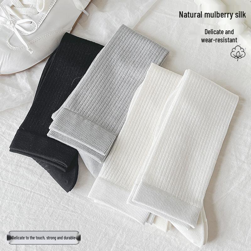 Chaussettes Mi-Mollet Fines de Couleur Unie pour Femmes - Polyvalentes, Amincissantes et Élégantes pour le Printemps et l'Été