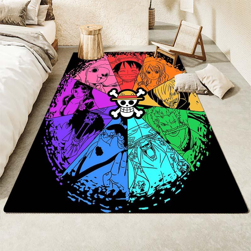 One Piece Straw Hat Pirates Square Floor Mat Living Room Bedroom Decor,Cartoon Welcome Mat