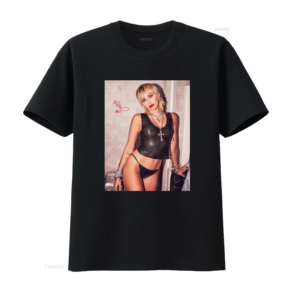 Hot Miley Cyrus Hannah Montana Black T Shirt New Rare All Size THAEB1418 vintage Washed Slightly streetwear graphic Unisex