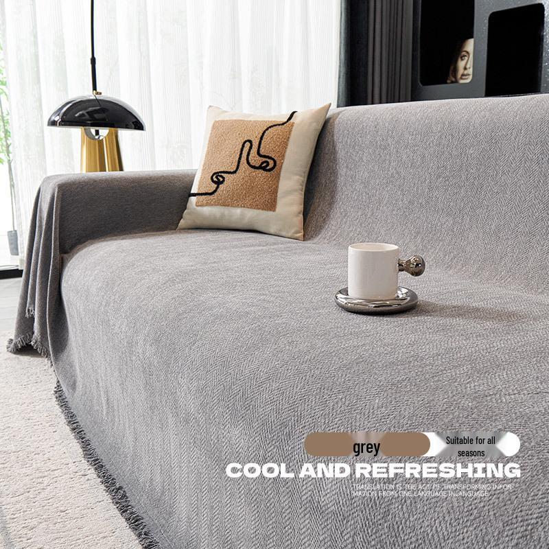 Modern Minimalist Chenille Herringbone Sofa Cover, Four Seasons Non-Slip Blanket