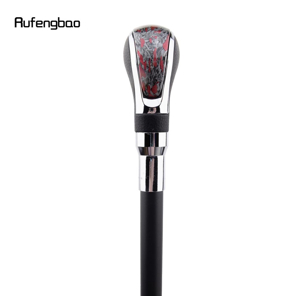 Black Leather Red Dot Silver Walking Cane Fashion Decorative Walking Stick Gentleman Elegant Cosplay Cane Crosier 92cm