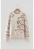Women's Leopard Print Raglan Sleeve Knit Sweater - European & American Fashion Trend - Loose Fit Pullover with Round Neck