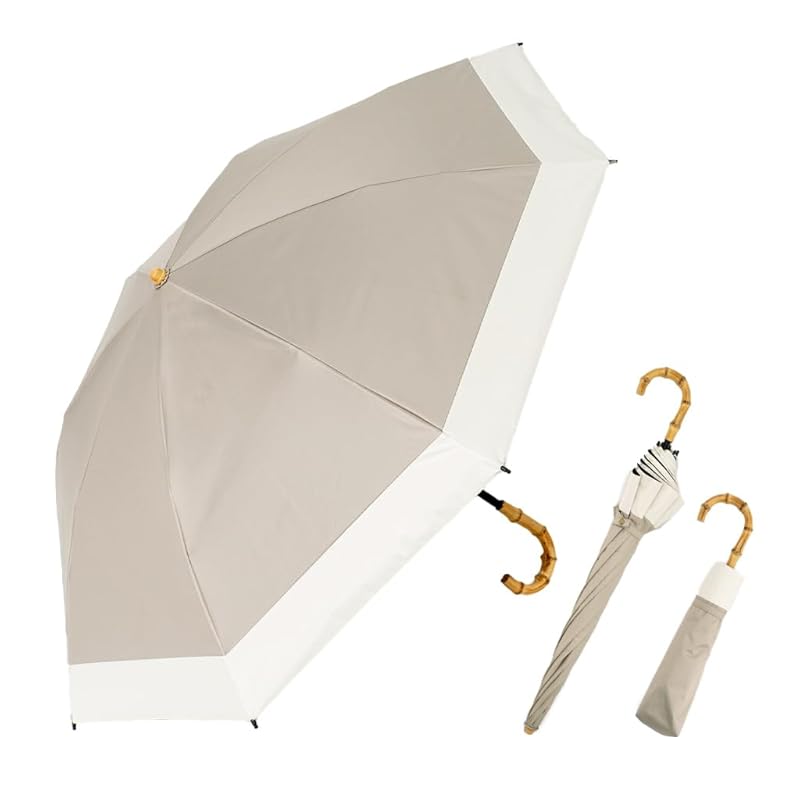 

[VITAFELICE] Vita Felice 2WAY 2-tier folding umbrella (for both sun and rain) ladies pru-30177z (Combination greige x off-white)