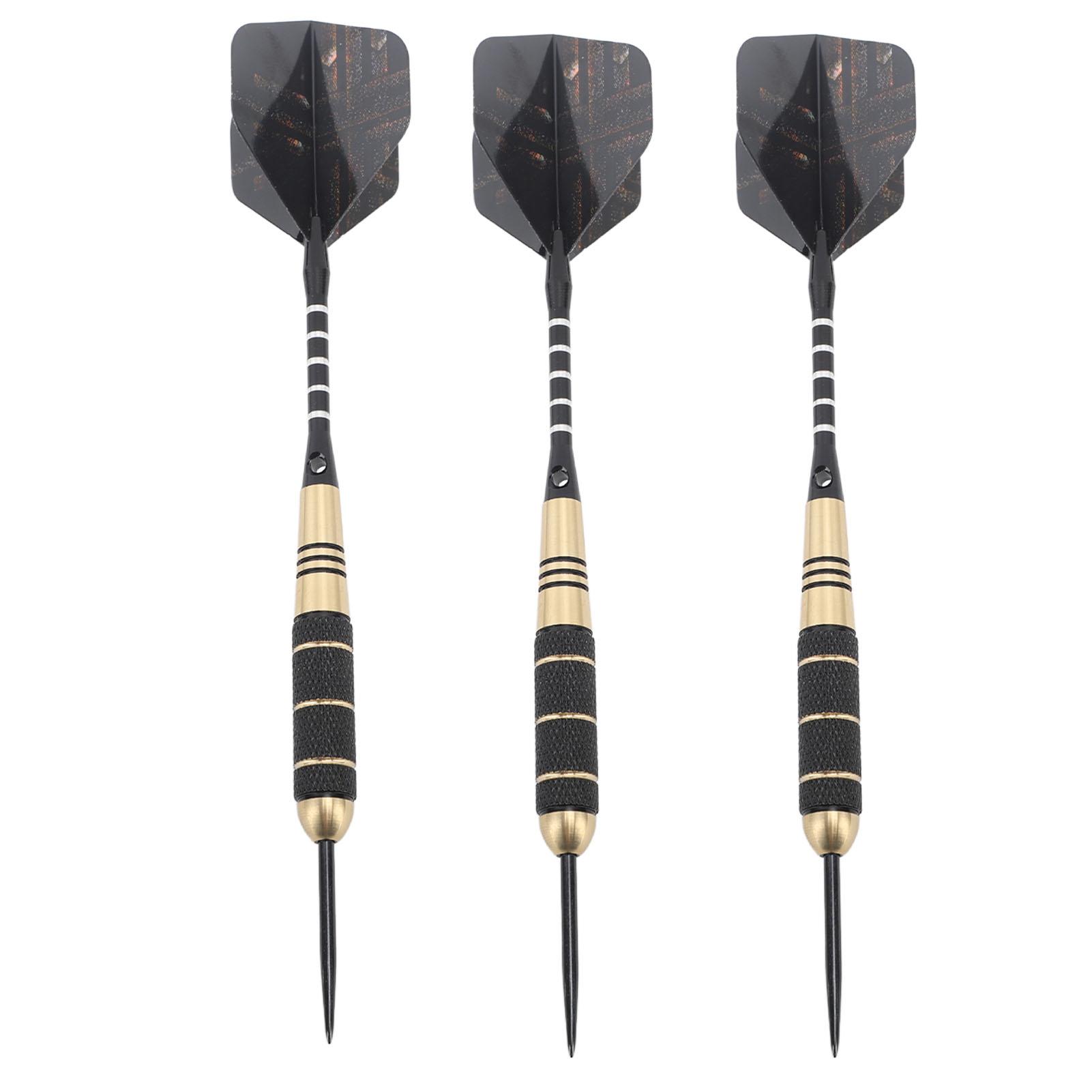 Set de Fléchettes Pointe Métal Fer Aluminium Motif Antidérapant Fléchettes Métal Professionnelles avec Étui de Transport pour Débutants Sports black