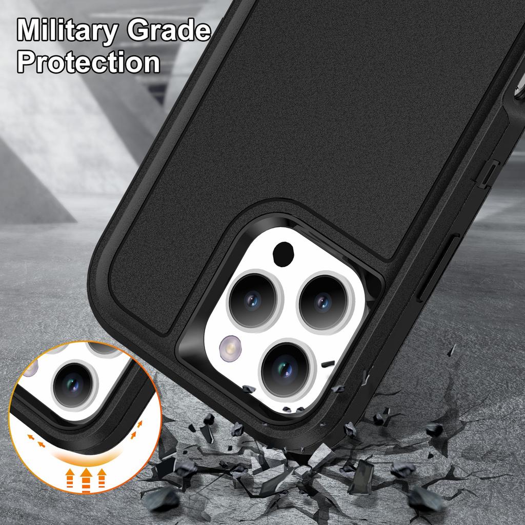 For iPhone 16 Pro Case PC+Silicone+EVA 3-in-1 Protective Phone Cover with Kickstand