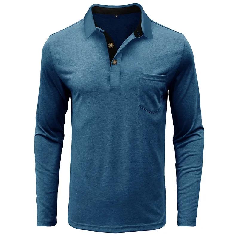 Autumn Men'S Polo Shirt Lapel Pocket T-Shirt Mens Business Casual Long Sleeve Tshirt Tees