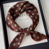 Retro mocha polka dot coffee silk scarf double crepe silk small square scarf 111 mulberry silk senior women's spring and autumn new models