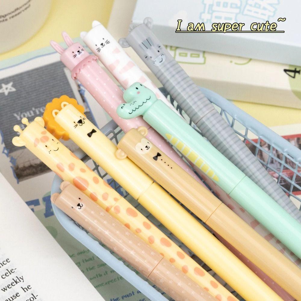 4PCS/Box 0.5mm Blue Ink Gel Pen Animal Shaped Neutral Pen Cartoon Erasable Pen  Students