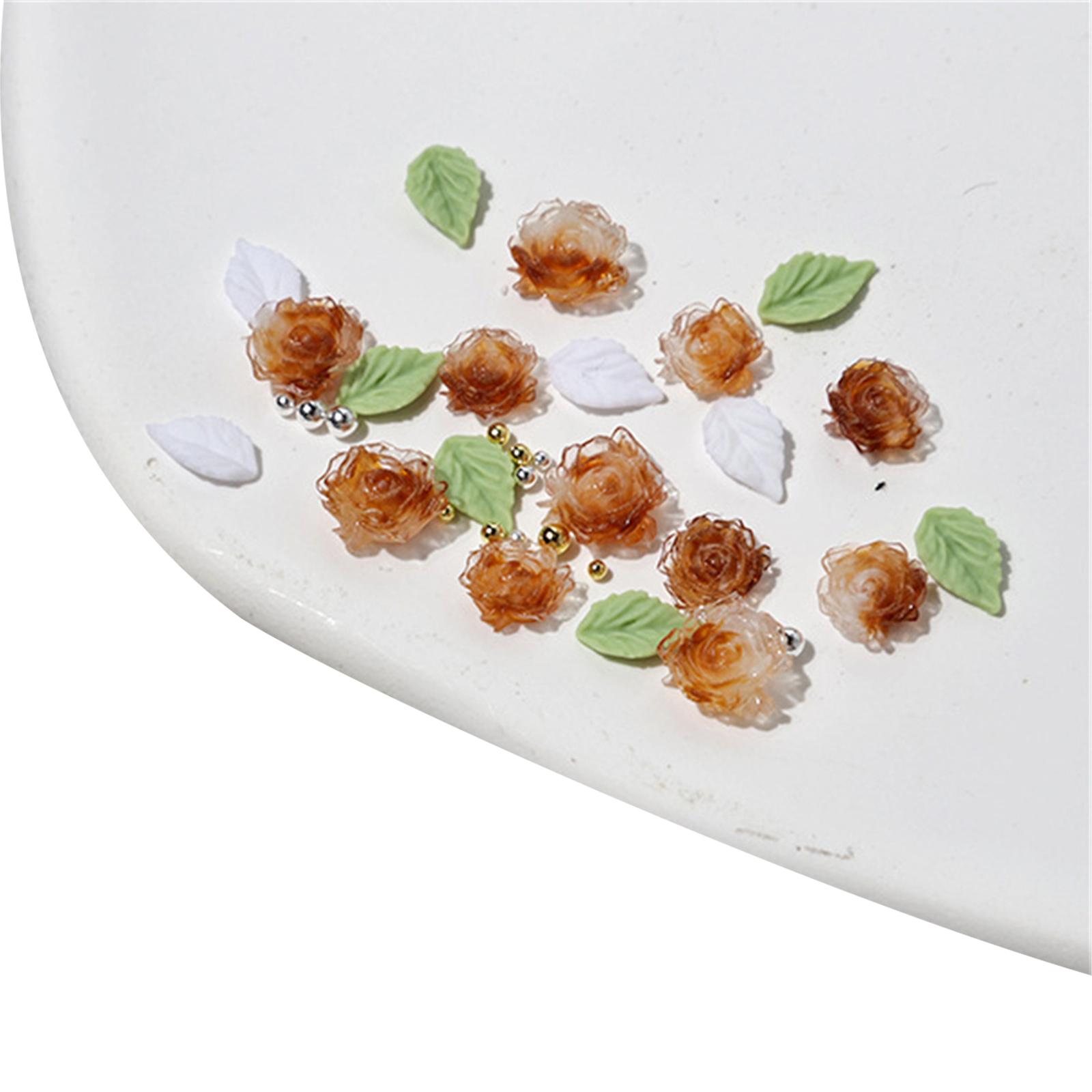 

3D Цветочные Подвески для ногтей Подвески для ногтей в виде листьев из смолы Стальные бусины Принадлежности для дизайна ногтей Украшения для ногтей своими руками для акриловых ногтей F