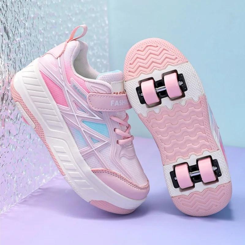 Roller Skate Shoes for Kids Boys Girls Sneakers with Detachable Wheels Sport Shoe New Roller Skates Children's Balance Training