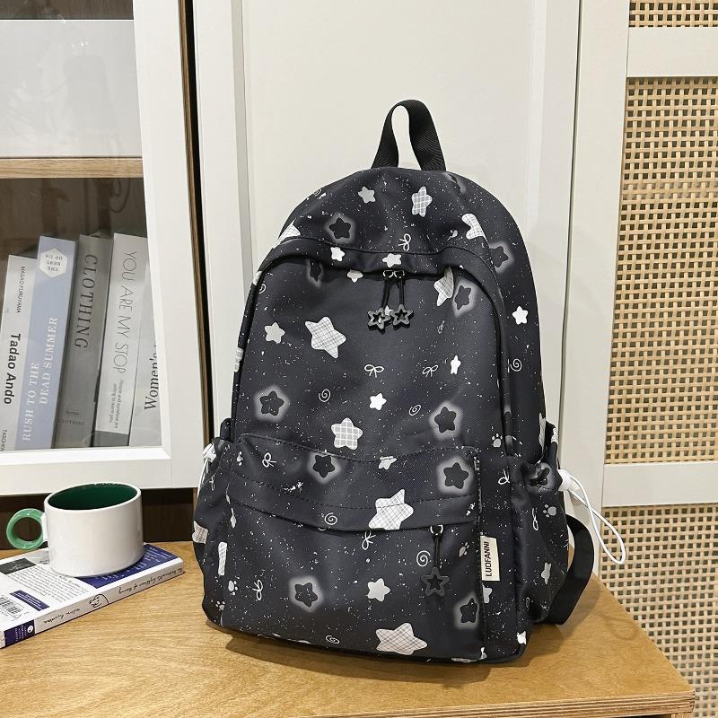 School bag junior high school girls fresh stars high value backpack high school students large capacity lightweight backpack