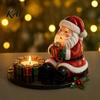Rustic Festive Ornament Christmas Candle Holder, Cute Santa Claus/Snowman/Elf Boy/Gingerbread Tealight Resin Cozy Home Accents Tabletop Candlestick