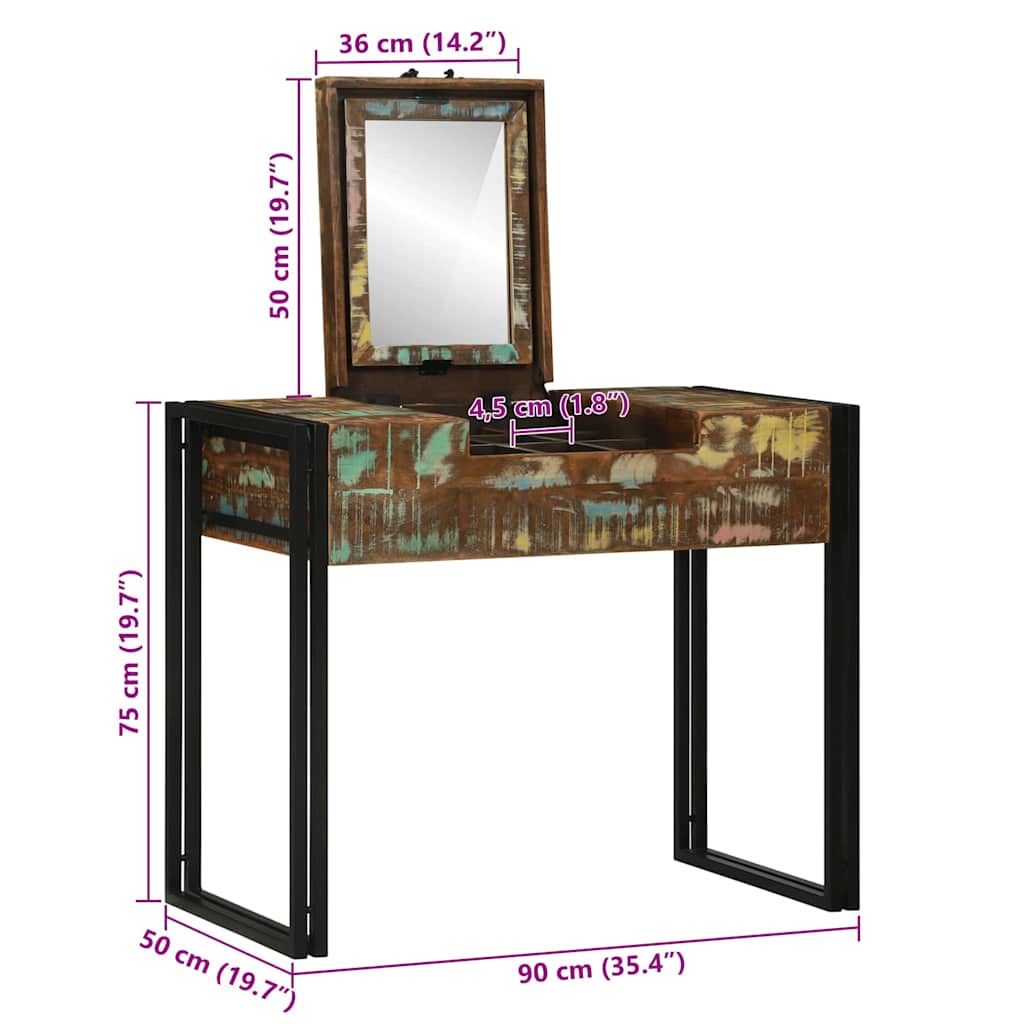 Bedroom Dressing Table Multi colored Solid Wood Reclaimed Wood