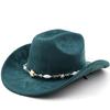 Western suede upturned edge Western cowboy hat Men's and women's outdoor travel hat Rolled brim Ethnic style top hat Felt hat