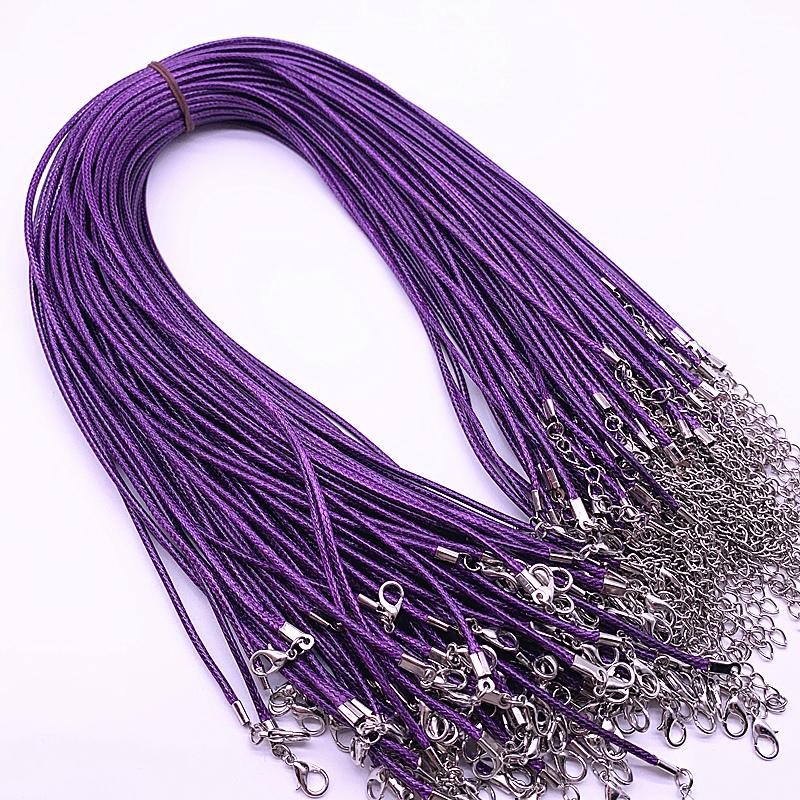 New 5pcs 2mm Leather Cord Wax Rope Chain Necklace Extender Chain Lobster Clasp DIY Jewelry Accessories