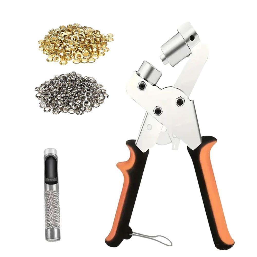 Effortless Eyelet Pliers with Grommets Handheld Hole Punch Pliers Comfortable Handle DIY Eyelet Setter for Tarpaulins Fabrics