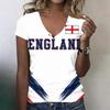 Women's V Neck Lightweight Summer Top with Football Inspired Print England Graphic Short Sleeve Casual Shirt