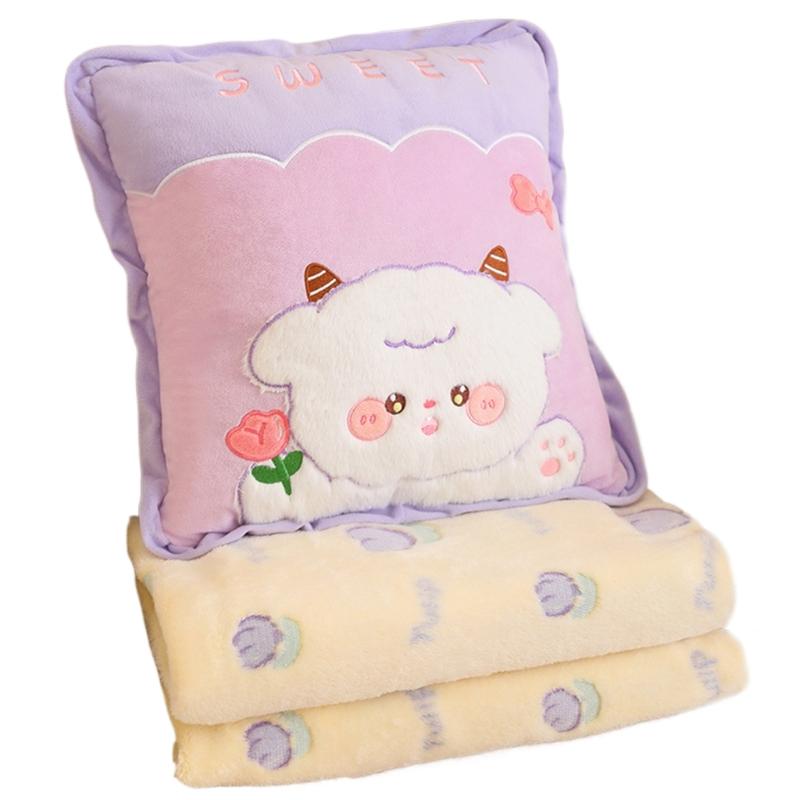 

2 in 1 Cushion Quilt Plush Pillow Blanket Functional and Fashionable Comfortable For Home or Travel фиолетовый