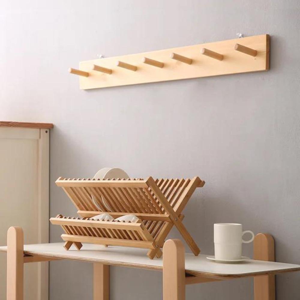 Natural Dish Drying Rack Retro Drying Holder Kitchen Organizer Folding Dish Rack  Home
