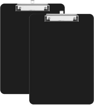 Kunststoff-Klemmbretter, 2 Stück A4 Klemmbrett-Mappen 12,5x9 Zoll Klemmbretter mit sicherem Halt für Büro- & Klassenzimmerbedarf - Schwarz