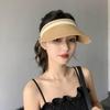 New Summer Raffia Straw Sun Protection Hat Open Top Straw Hat Striped Versatile Uv Protection Women'S Casual Baseball Cap