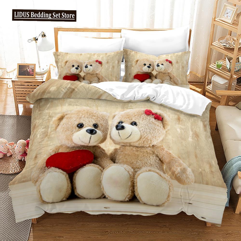 3D Panda Duvet Cover Set King Size Cute Panda Bamboo Bedding Set Black White Bear Polyester Quilt Cover For Boy Kid For Bedroom
