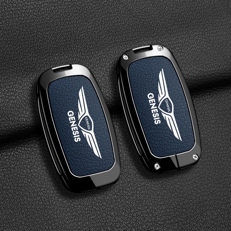 Genesis Autoschlüssel-Etui Hülle für G80/G70/GV80/GV70 - Metall Vollumwickelung mit Schnalle