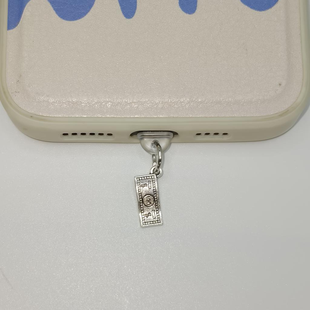 Retro Style Gold and Silver Banknote Small Pendant Phone Dust Plug, DIY Phone Hole Dust Protection, Phone Decoration and Practical Accessories