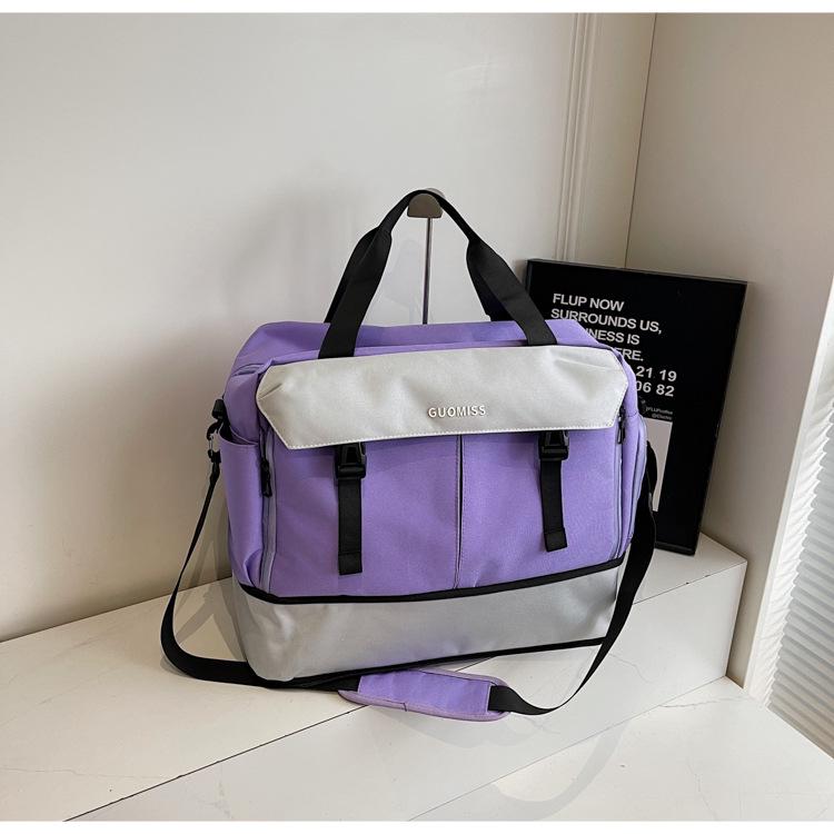 

Fashion Color Block Travel Bag with Shoe Compartment, Handheld or Crossbody, Perfect for Sports and Fitness фіолетовий