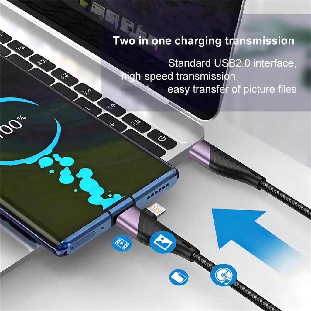 Type C&Lighting To Type C Cable Fast Charging Cable for IPhone 14 13 12 11 Pro Max Xs IPad Android Data Wire