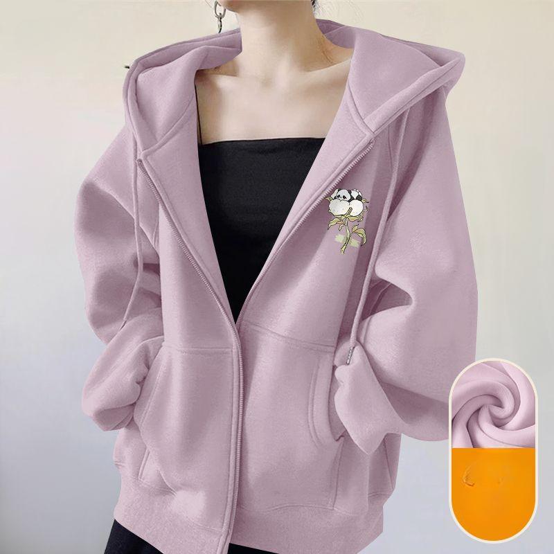 Loose Hoodie Sweatshirt Autumn and Winter Thickened Casual Coat