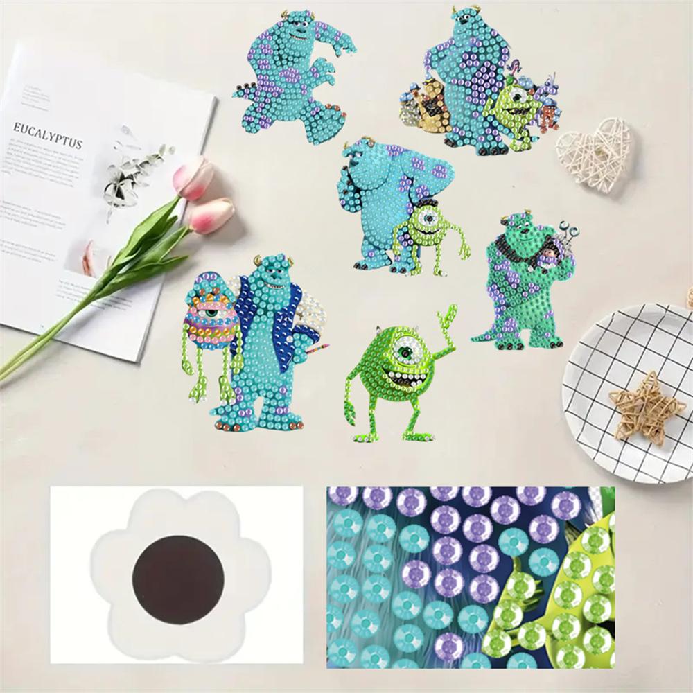 

6Pcs Monster Series Diamond Art Fridge Magnet Diamond Painting Refrigerator Magnet DIY Fridge Stickers for Fridge Whiteboards