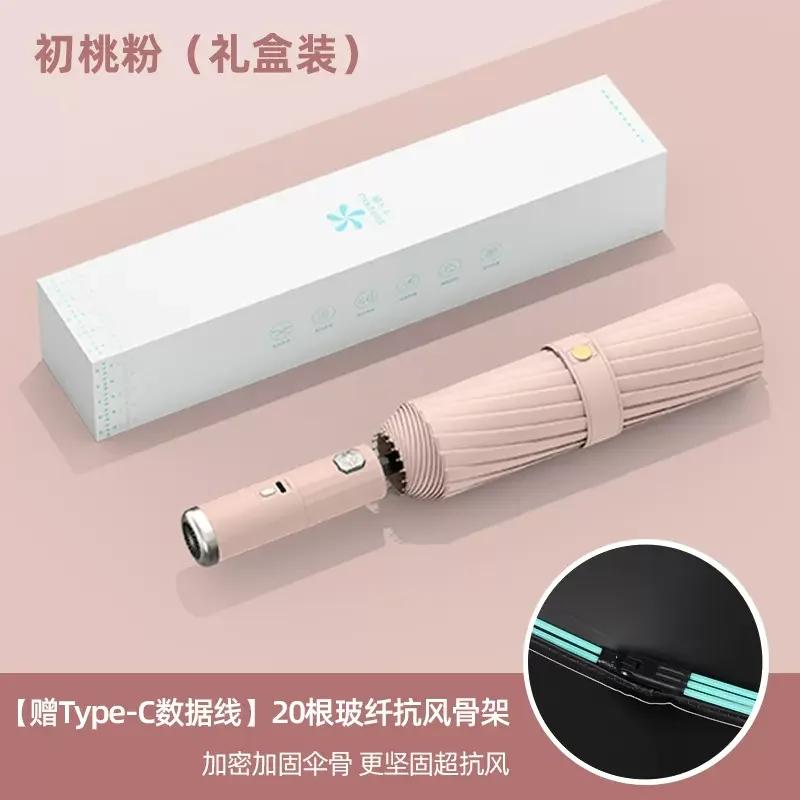 Wordt geleverd met waaierparaplu tien baleinen automatische vouw zonwerend schaduw dubbele koeling regen en zonnescherm waaierparaplu