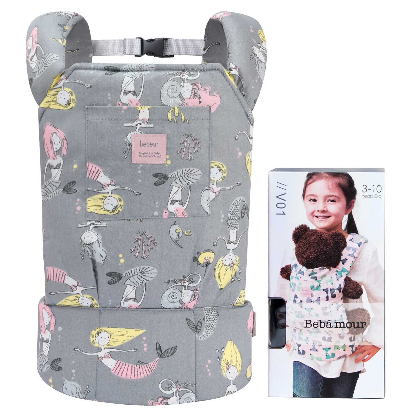 

Bebamour Слинг для куклы Мини-слинг Хлопковые детали для переноски кукол Игра понарошку Подарок на день рождения [Baby Amour] 2-сторонний (Русалочка)