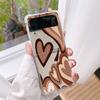 Love Heart Pattern Luxury Case For Samsung Galaxy Z Flip 3 4 5g Funda Z Flip3 Clear Pc Hard Shockproof Back Phone Coque Shell