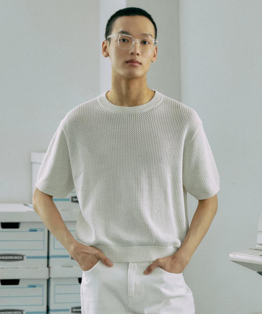 CONNECT KINLOCH Mesh Round Knit (White)