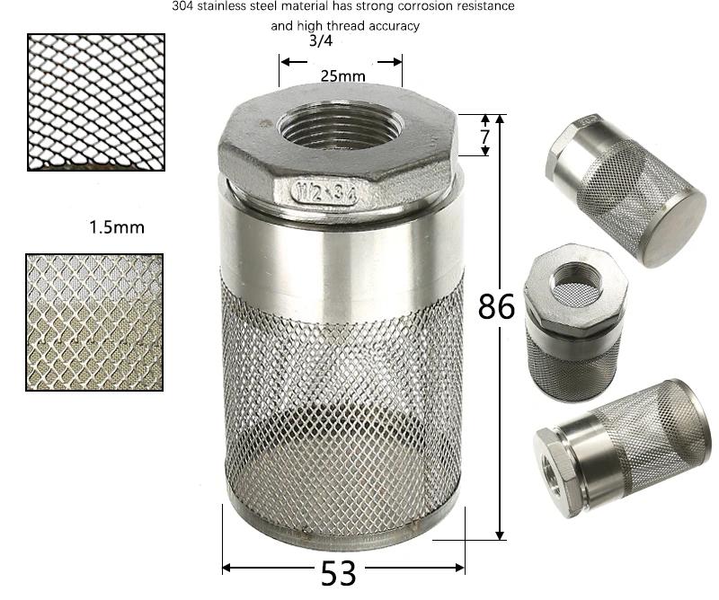 304 Stainless Steel Female Thread Filter Mesh Filter Circular Filter Head