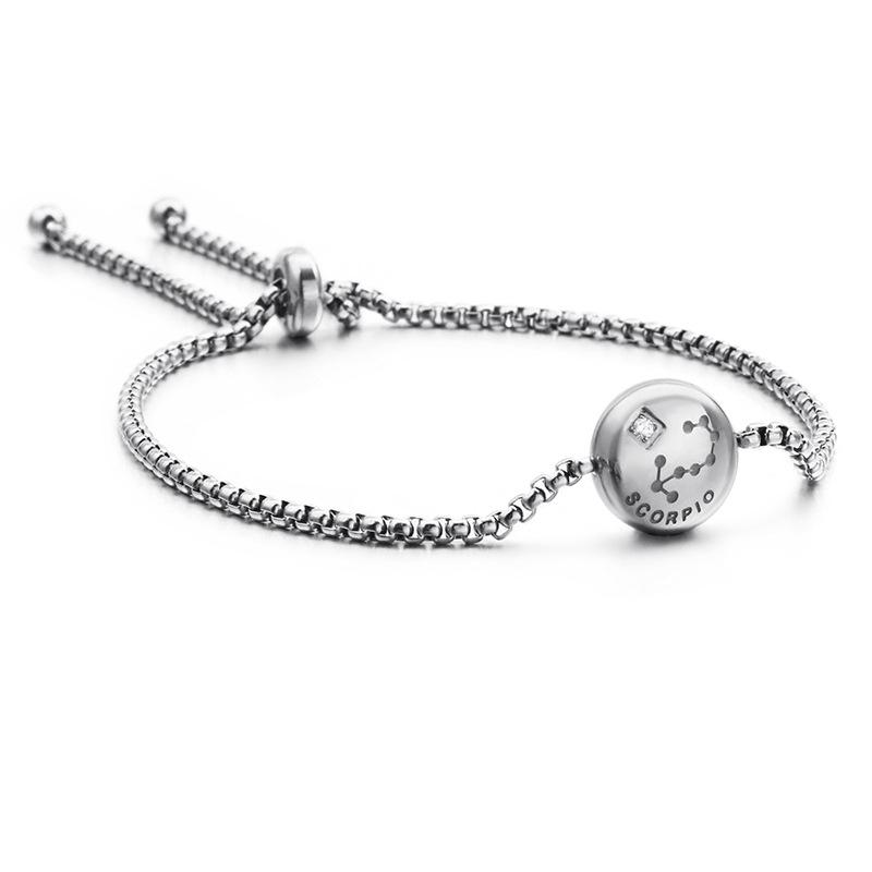 

Браслет Rimas из нержавеющей стали со знаками зодиака – регулируемое украшение для рук с бриллиантами и двенадцатью созвездиями.