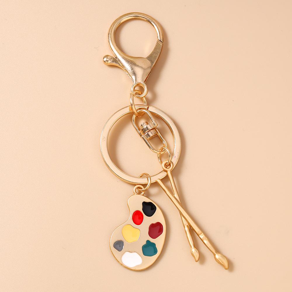 

New Palette Keychain Paintbrush Key Ring Pendants for Women Girls Handbag Decor DIY Key Holder Jewelry Gifts