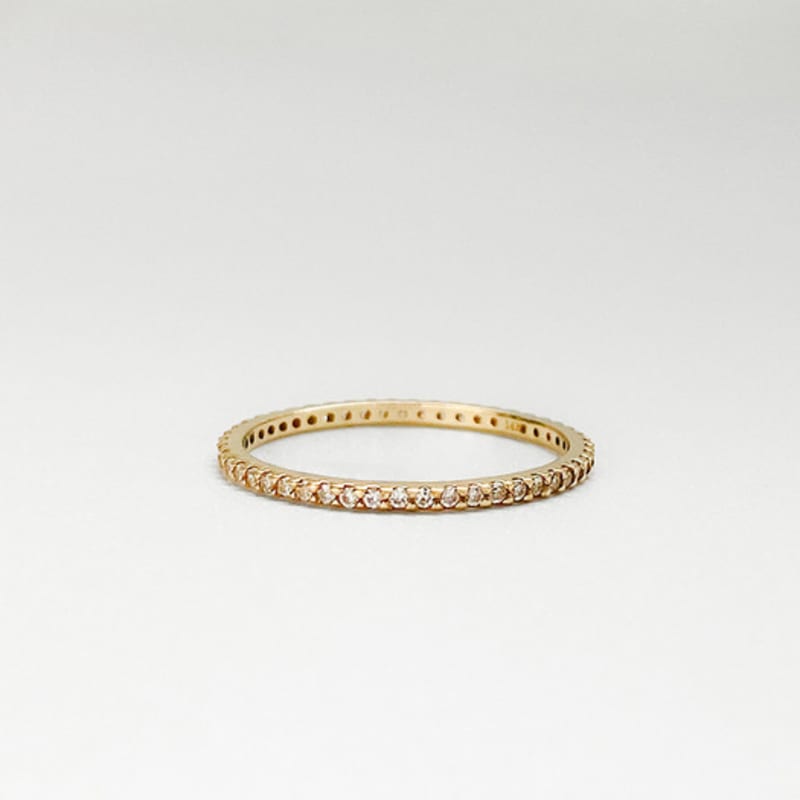 MAYBETOI 14k Blanc Full Cubic Gardling Ring