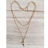 18K Gold Vacuum-Plated Double-Layer Stainless Steel Choker with Zircon Cross for Women