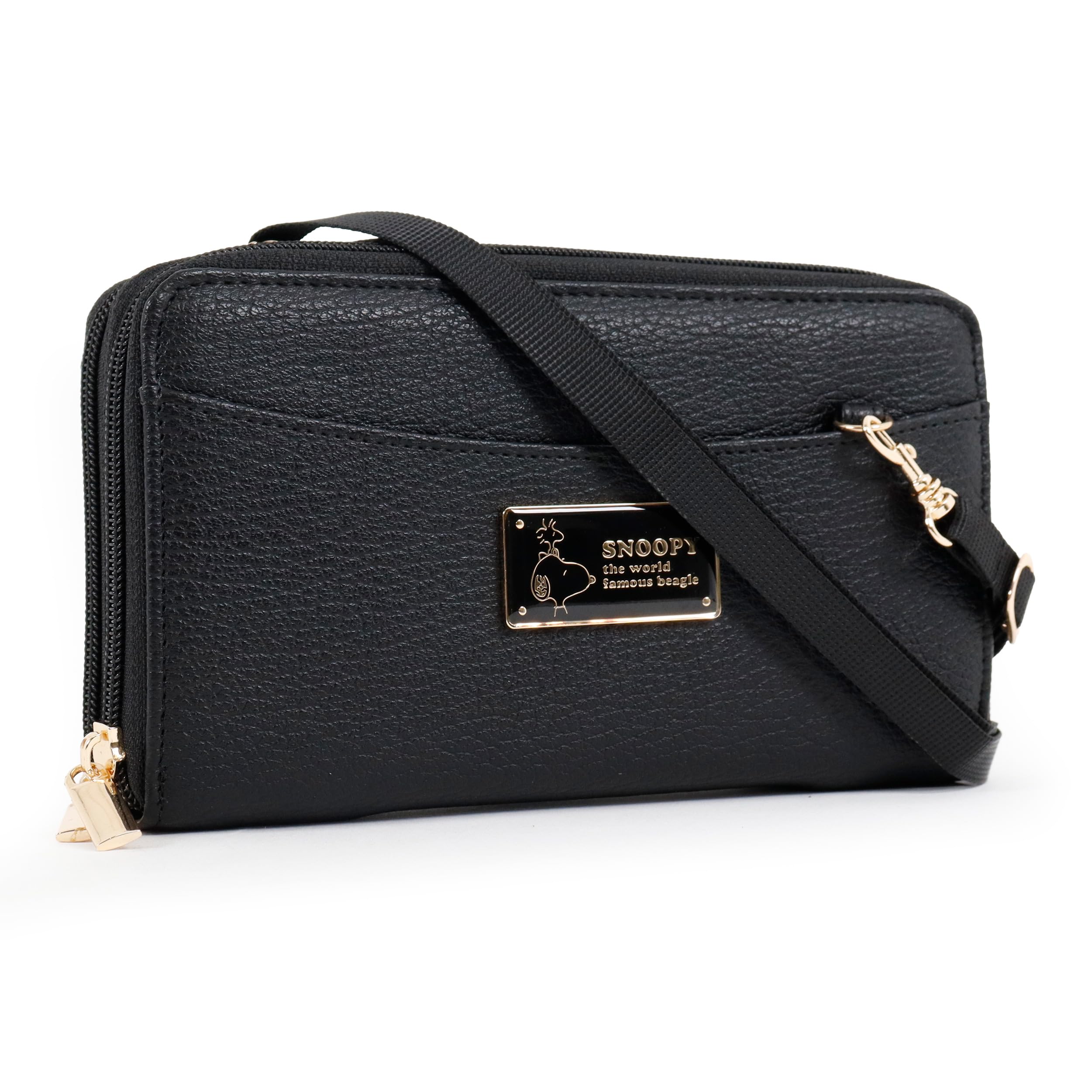 

Snoopy Double Zipper Wallet Shoulder Large Colorful Character Merchandise Women s Bag, Capacity, (Black) чорний